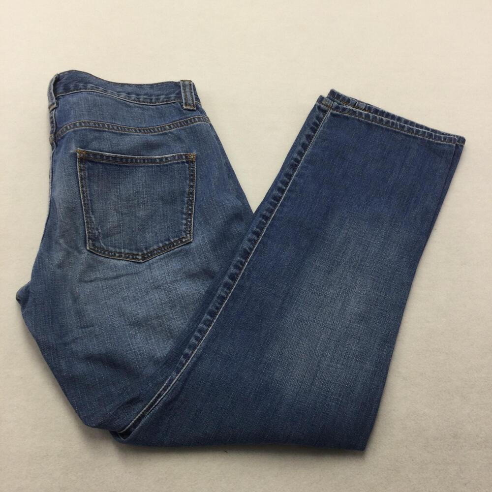 Talbots Jeans Womens 14 Blue Medium Wash Straight Leg Mid Rise Denim Classic Fit